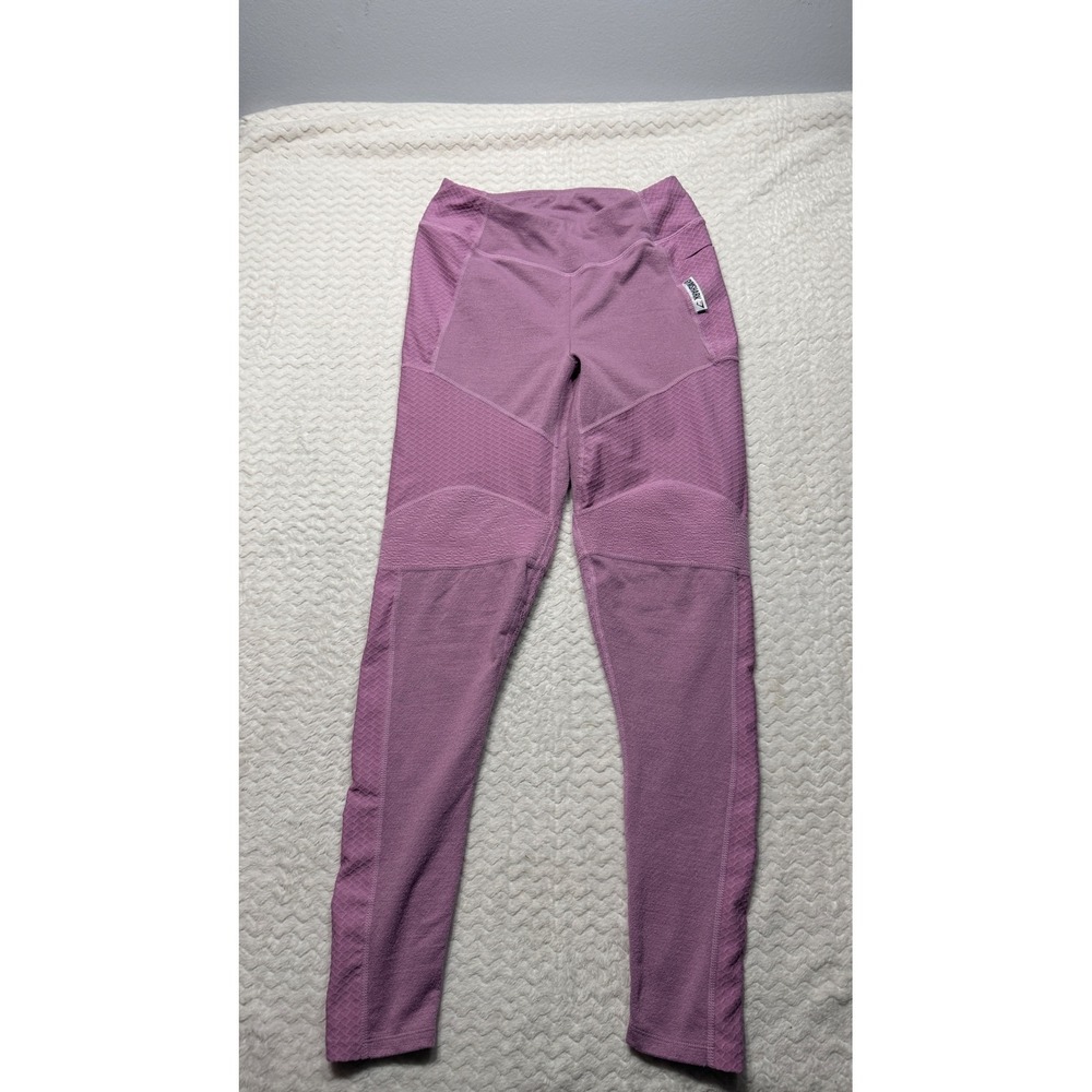 Gymshark Womens High Waisted Seamless Textured Leggings Purple Side Pocket 4637